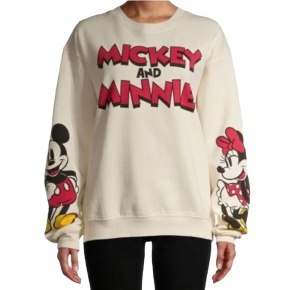 Disney Mickey and Minnie Long Sleeve Fleece Sweatshirt Juniors Medium oversized - Picture 11 of 12